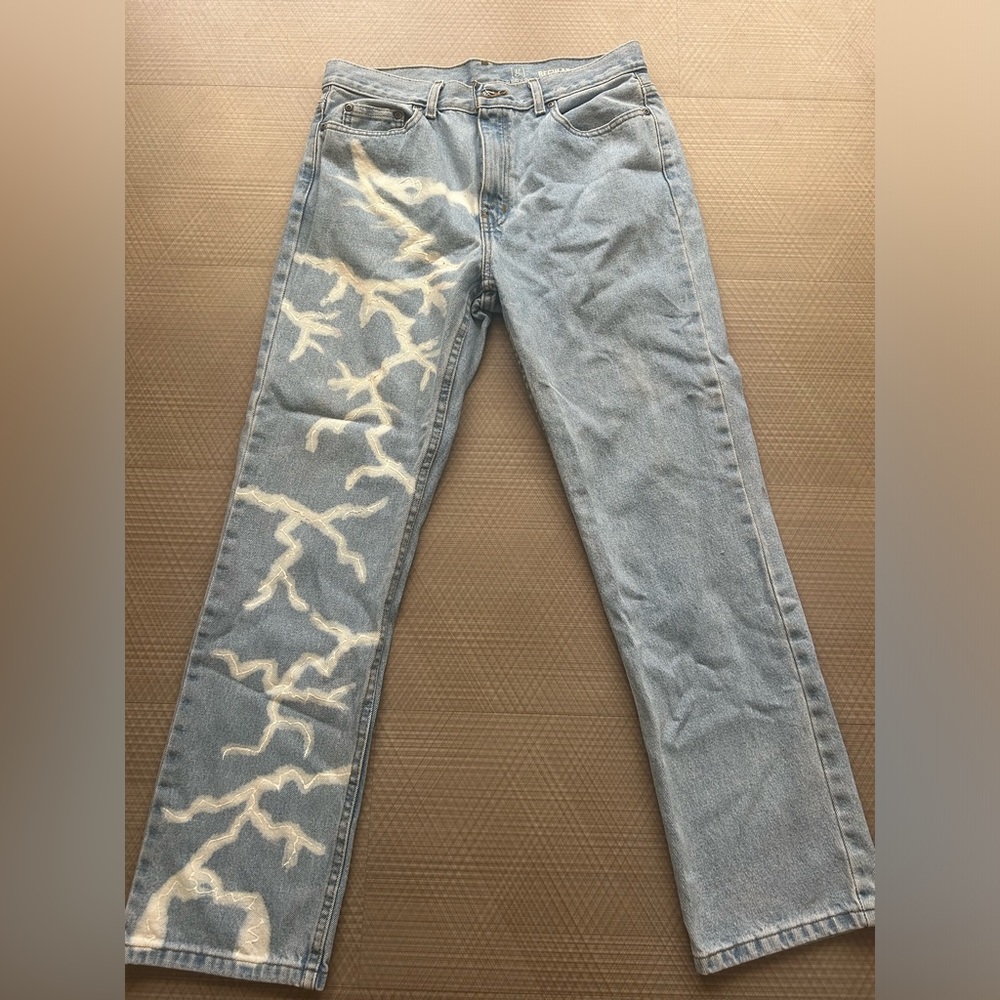 Hand painted mens jeans baggy